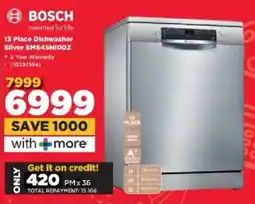 HiFi Corp Bosch 13 Place Dishwasher Silver SMS45NIOOZ offer