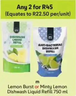 Makro m Lemon Burst or Minty Lemon Dishwash Liquid Refill offer