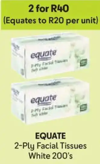 Makro EQUATE 2-Ply Facial Tissues White offer