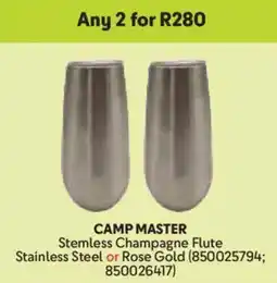 Makro CAMP MASTER Stemless Champagne Flute Stainless Steel or Rose Gold offer