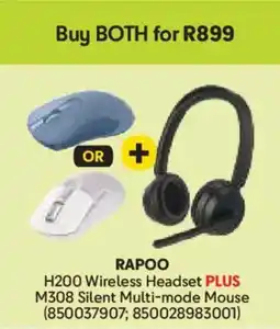 Makro Rapoo H200 Wireless Headset PLUS M308 Silent Multi-mode Mouse offer