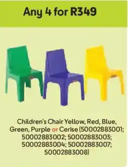 Makro Children's Chair Yellow, Red, Blue, Green, Purple or Cerise offer