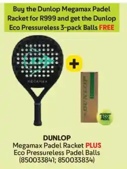 Makro DUNLOP Megamax Padel Racket PLUS Eco Pressureless Padel Balls offer
