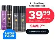 PEP LA Lab Ladies Or Mens Deodorant-2 x 90ml/2 x 120ml Banded Pack offer
