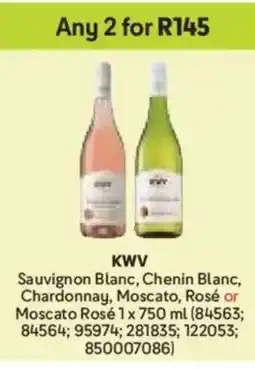 Makro KWV Sauvignon Blanc, Chenin Blanc, Chardonnay, Moscato, Rosé or Moscato Rosé offer