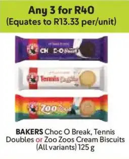Makro BAKERS Choc O Break, Tennis Doubles or Zoo Zoos Cream Biscuits offer