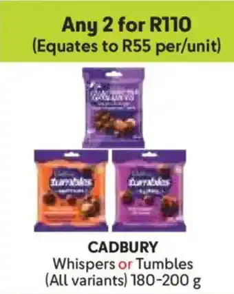 Makro CADBURY Whispers or Tumbles offer