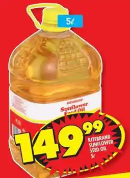 Shoprite RITEBRAND SUNFLOWER SEED OIL 5ℓ offer