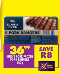 Shoprite KING’S PORK FROZEN PORK BANGERS 360g offer