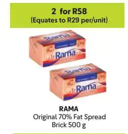 Makro RAMA Original 70% Fat Spread Brick 500 g offer