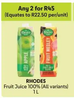 Makro RHODES Fruit Juice 100% (All variants) 1 L offer