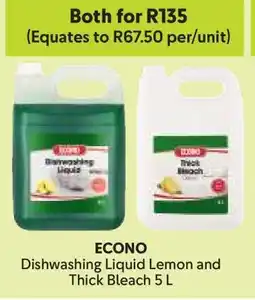 Makro ECONO Dishwashing Liquid Lemon and Thick Bleach 5 L offer