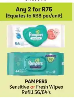 Makro PAMPERS Sensitive or Fresh Wipes Refill 56/64's offer