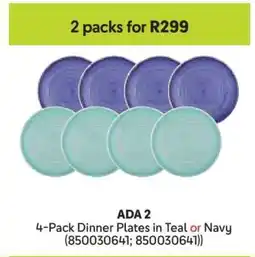 Makro ADA 2 4-Pack Dinner Plates in Teal or Navy offer