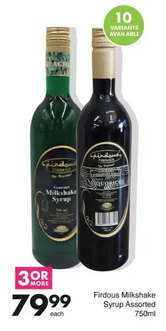 Save Firdous Milkshake Syrup Assorted offer