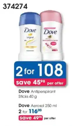 Clicks Dove Antiperspirant Sticks offer