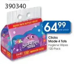 Clicks Clicks Made 4 Tots Hygiene Wipes offer
