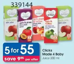 Clicks Clicks Made 4 Baby Juice offer