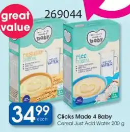 Clicks Clicks Made 4 Baby Cereal Just Add Water offer