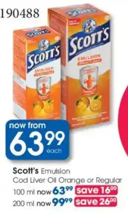 Clicks Scott's Emulsion Cod Liver Oil Orange or Regular offer