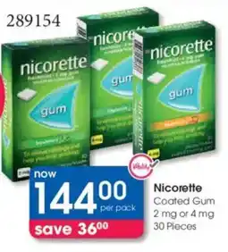 Clicks Nicorette Coated Gum 2 mg or 4 mg offer