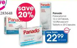 Clicks Panado Paracetamol Tablets, Effervescent Tablets or Capsules offer