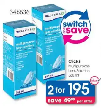 Clicks Clicks Multipurpose Lens Solution offer
