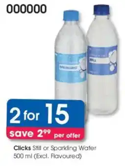 Clicks Clicks Still or Sparkling Water offer
