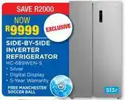 OK Furniture Midea 513Ltr Side-By-Side Inverter Refrigerator HC-689WEN-S With Free Manchester Soccer Ball offer
