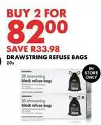 Woolworths Drawstring Refuse Bags-For 2 x 20s offer