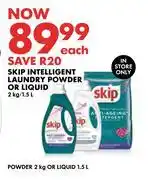 Woolworths Skip Intelligent Laundry Powder Or Liquid-2Kg/1.5L offer