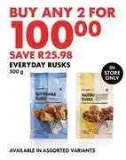 Woolworths Everyday Rusks-For Any 2 x 500g offer