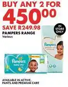 Woolworths Pampers Range Various-For Any 2 offer