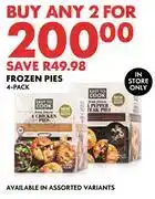 Woolworths Frozen Pies 4 Pack-For Any 2 offer
