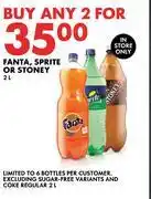 Woolworths Fanta, Sprite Or Stoney-For Any 2 x 2L offer