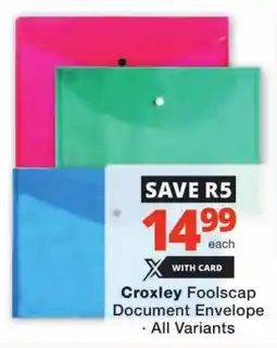 Checkers Croxley Foolscap Document Envelope offer