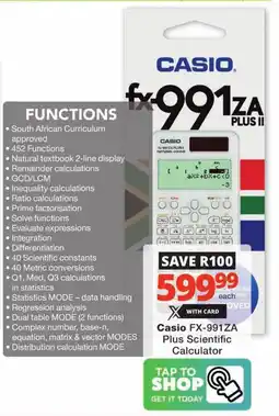Checkers Casio FX-991ZA Plus Scientific Calculator offer