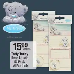 Checkers Tatty Teddy Book Labels offer