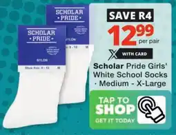 Checkers Scholar Pride Girls' White School Socks offer
