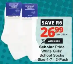 Checkers Scholar Pride White Girls' School Socks offer