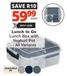 Checkers Lunch to Go Lunch Box with Yoghurt Pot offer