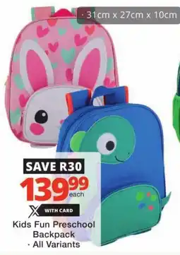 Checkers Kids Fun Preschool Backpack offer