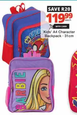 Checkers Kids' A4 Character Backpack offer