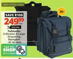 Checkers Fullmarks 5-Division X-Large Drawstring Backpack offer