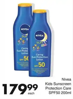 Save Hyper Nivea Kids Sunscreen Protection Care SPF50 offer