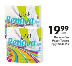 Save Hyper Renova Ole Paper Towels 2ply White offer