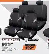 Midas Auto Gear Monaco Seat Cover Set 11 Piece Set (Black & Grey Or Black & Blue) SA90/1 offer
