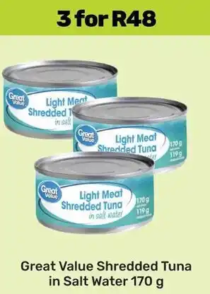 Game Great Value Shredded Tuna in Salt Water offer