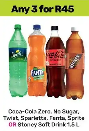 Game Coca-Cola Zero, No Sugar, Twist, Sparletta, Fanta, Sprite OR Stoney Soft Drink offer