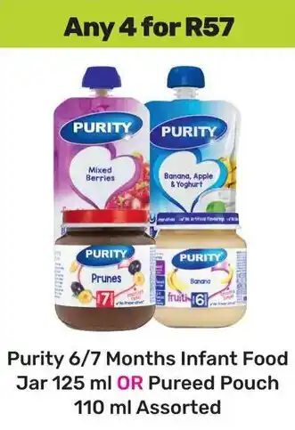 Game Purity 6/7 Months Infant Food Jar OR Pureed Pouch Assorted offer
